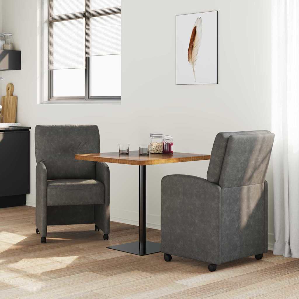 Spisebordsstole med hjul 2 pcs Sort 57 x 67 x 95 cm Kunstlæder