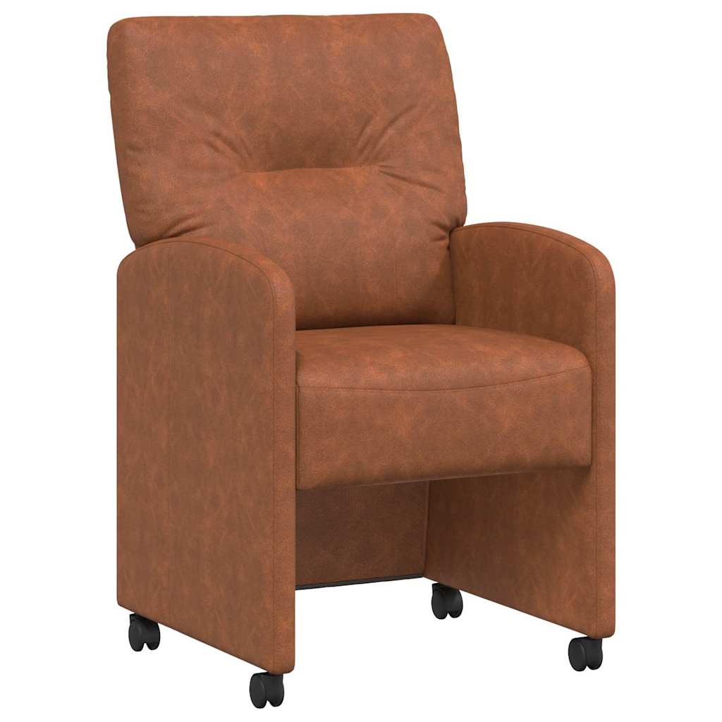 Spisebordsstole med hjul 2 pcs Brun 57 x 67 x 95 cm Kunstlæder