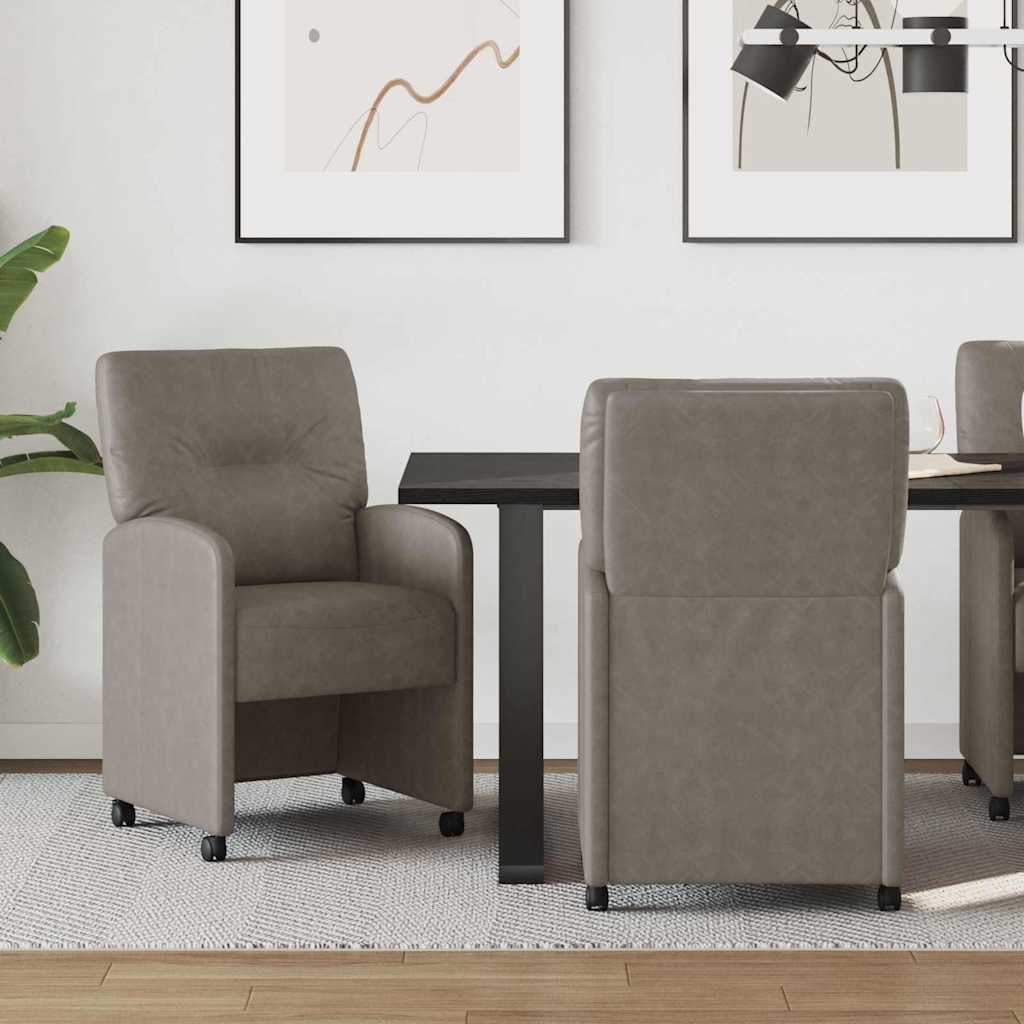 Spisebordsstole med hjul 2 pcs Grå 57 x 67 x 95 cm Kunstlæder