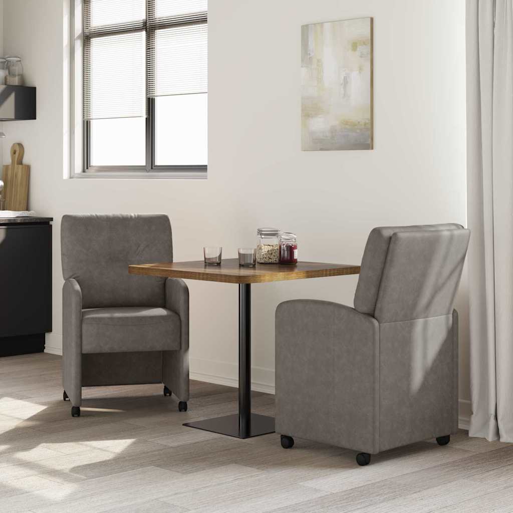 Spisebordsstole med hjul 2 pcs Grå 57 x 67 x 95 cm Kunstlæder