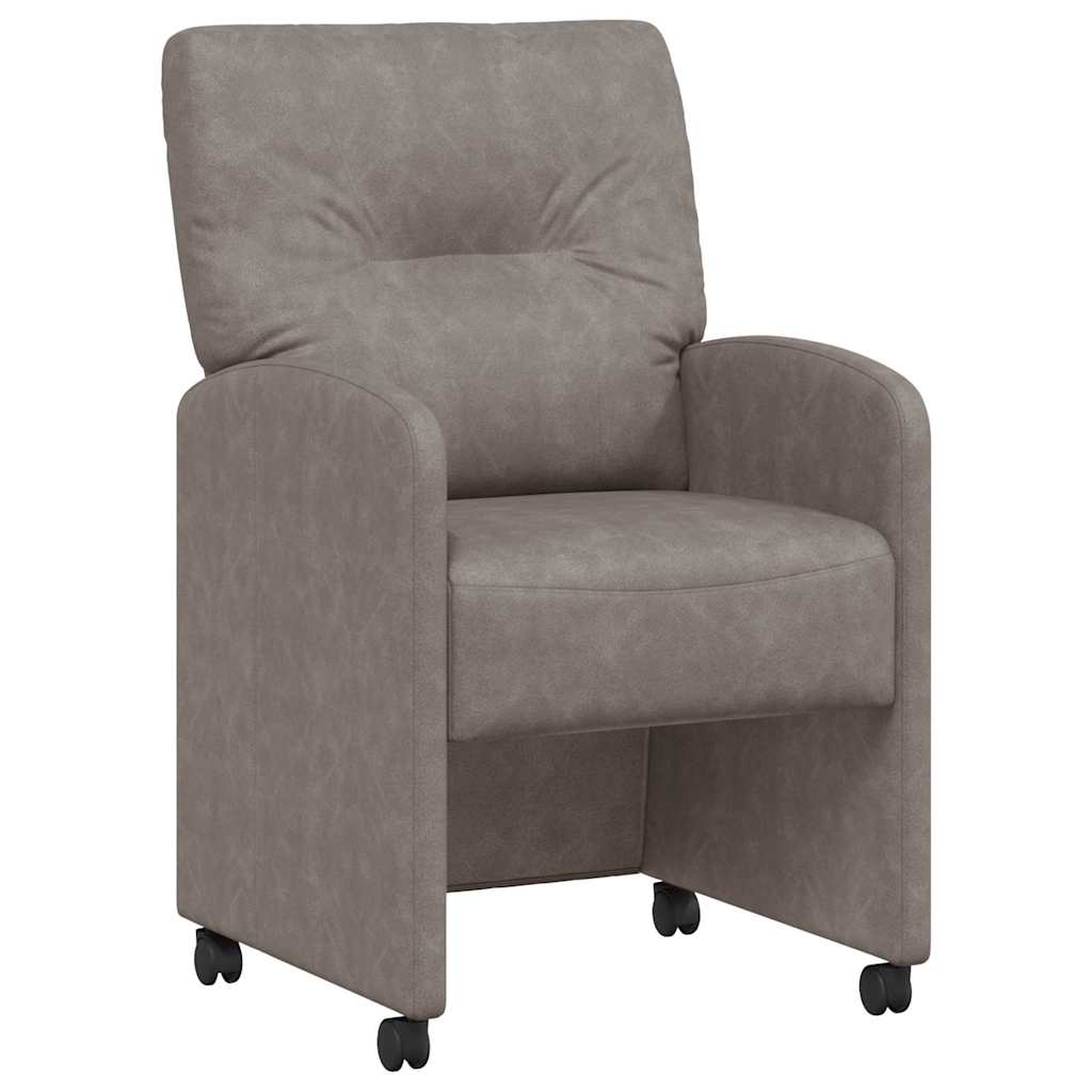 Spisebordsstole med hjul 2 pcs Grå 57 x 67 x 95 cm Kunstlæder