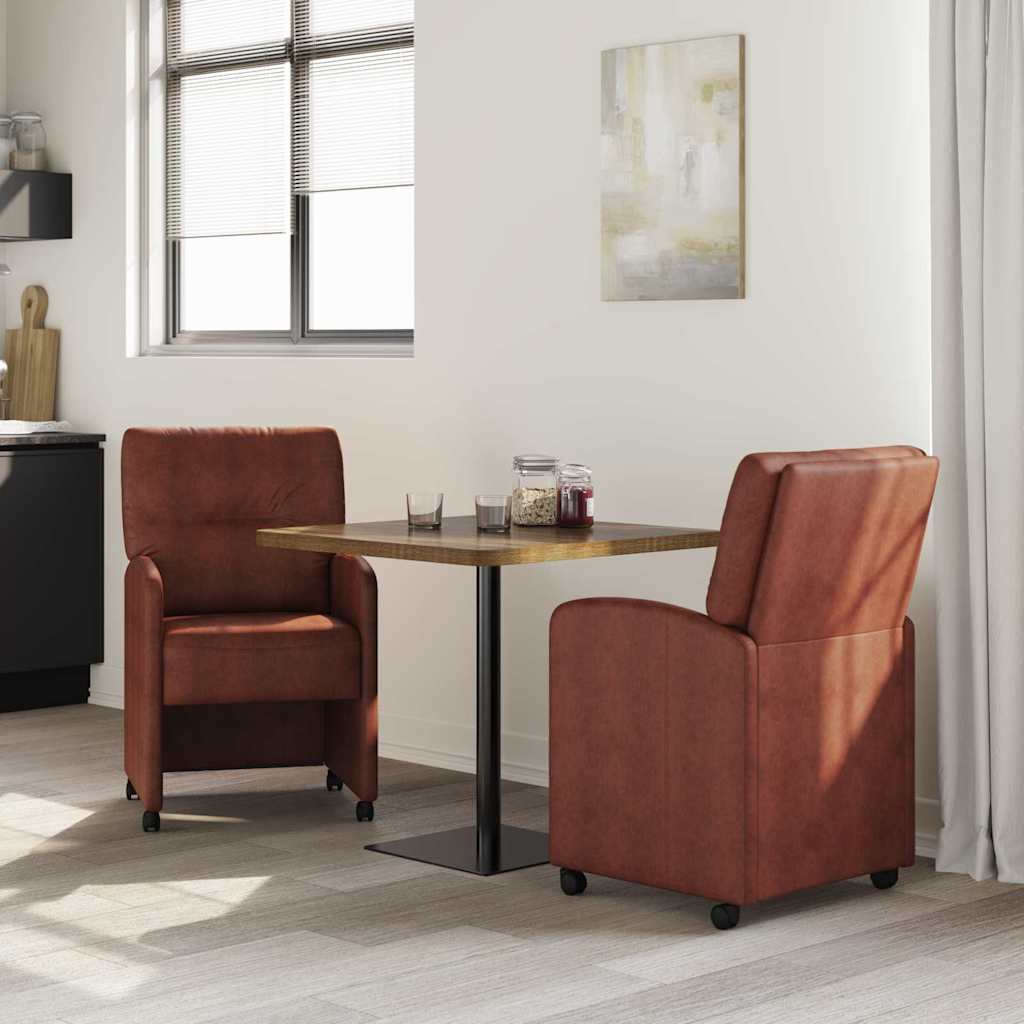 Spisebordsstole med hjul 2 pcs Skinnende brun 57 x 67 x 95 cm