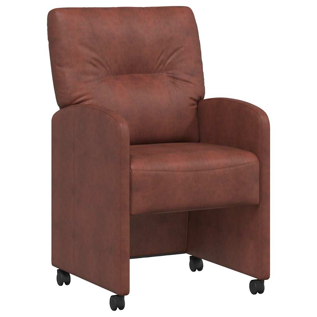 Spisebordsstole med hjul 2 pcs Skinnende brun 57 x 67 x 95 cm