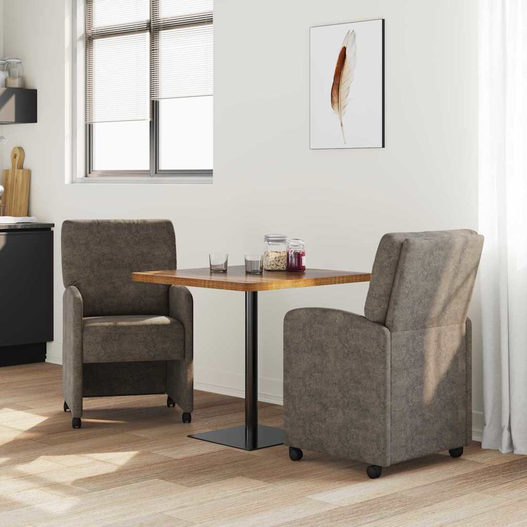 Spisebordsstole med hjul 2 pcs Mørkegrå 57 x 67 x 95 cm