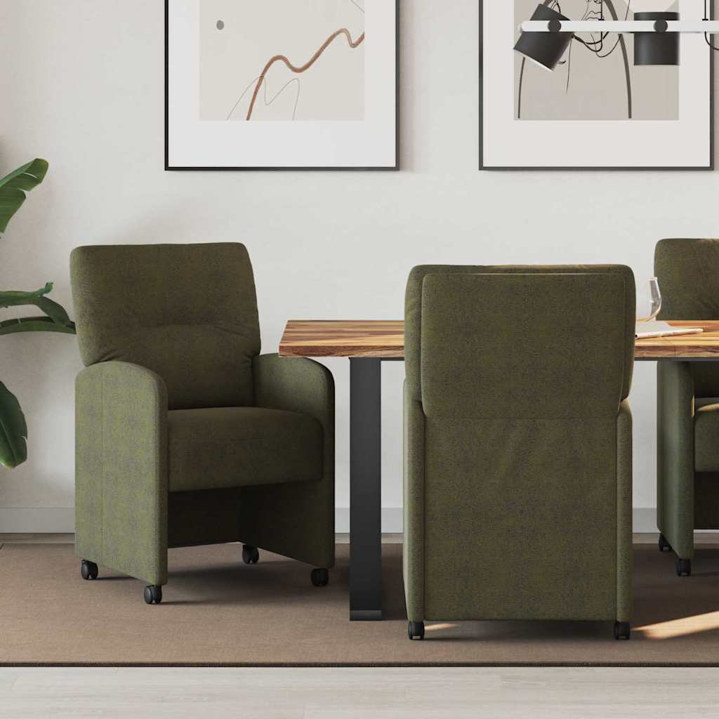 Spisebordsstole med hjul 2 pcs Army grøn 57 x 67 x 95 cm