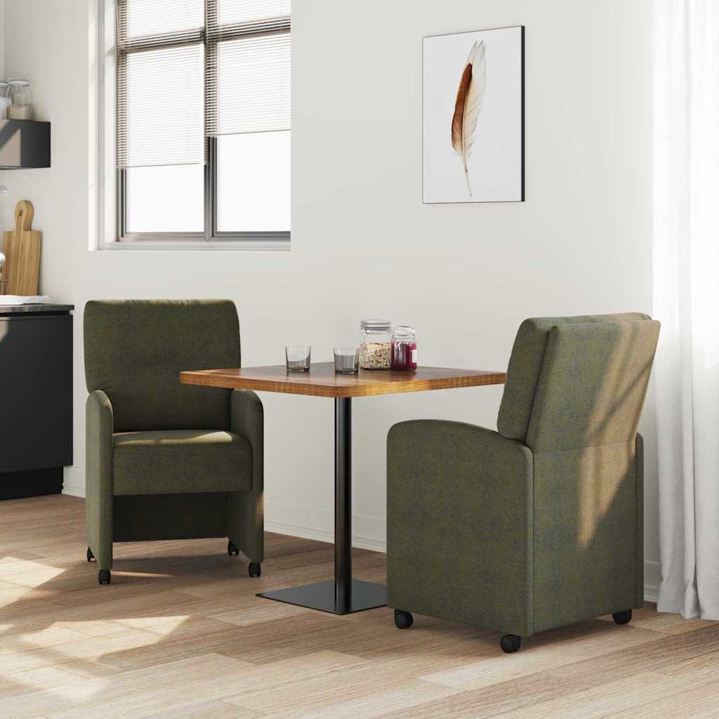 Spisebordsstole med hjul 2 pcs Army grøn 57 x 67 x 95 cm