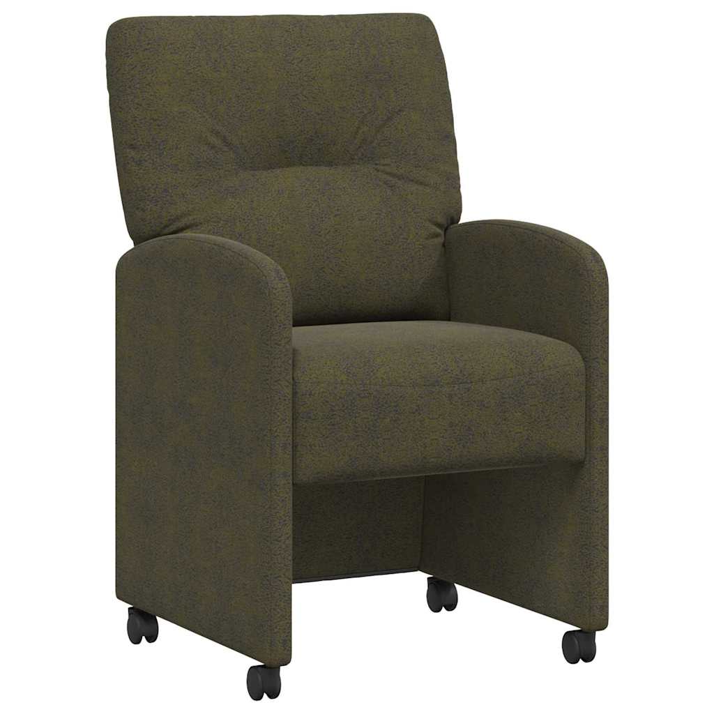 Spisebordsstole med hjul 2 pcs Army grøn 57 x 67 x 95 cm