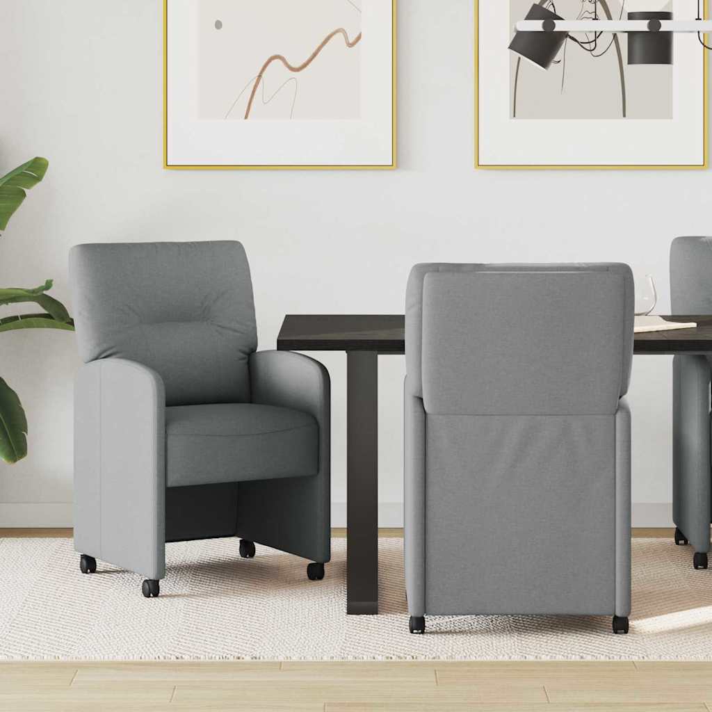 Spisebordsstole med hjul 2 pcs Lysegrå 57 x 67 x 95 cm Stof