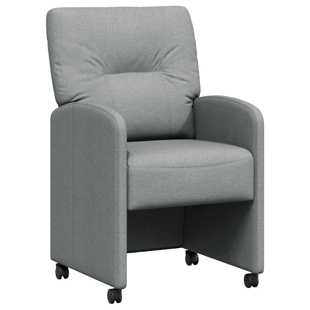 Spisebordsstole med hjul 2 pcs Lysegrå 57 x 67 x 95 cm Stof