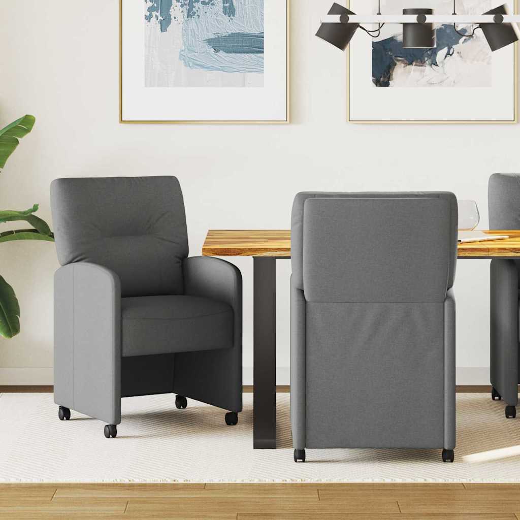 Spisebordsstole med hjul 2 pcs Mørkegrå 57 x 67 x 95 cm Stof