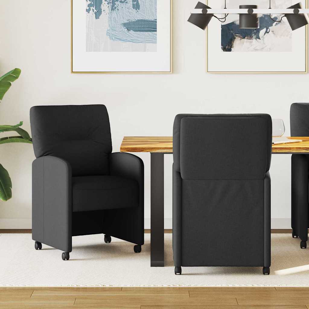 Spisebordsstole med hjul 2 pcs Sort 57 x 67 x 95 cm Stof