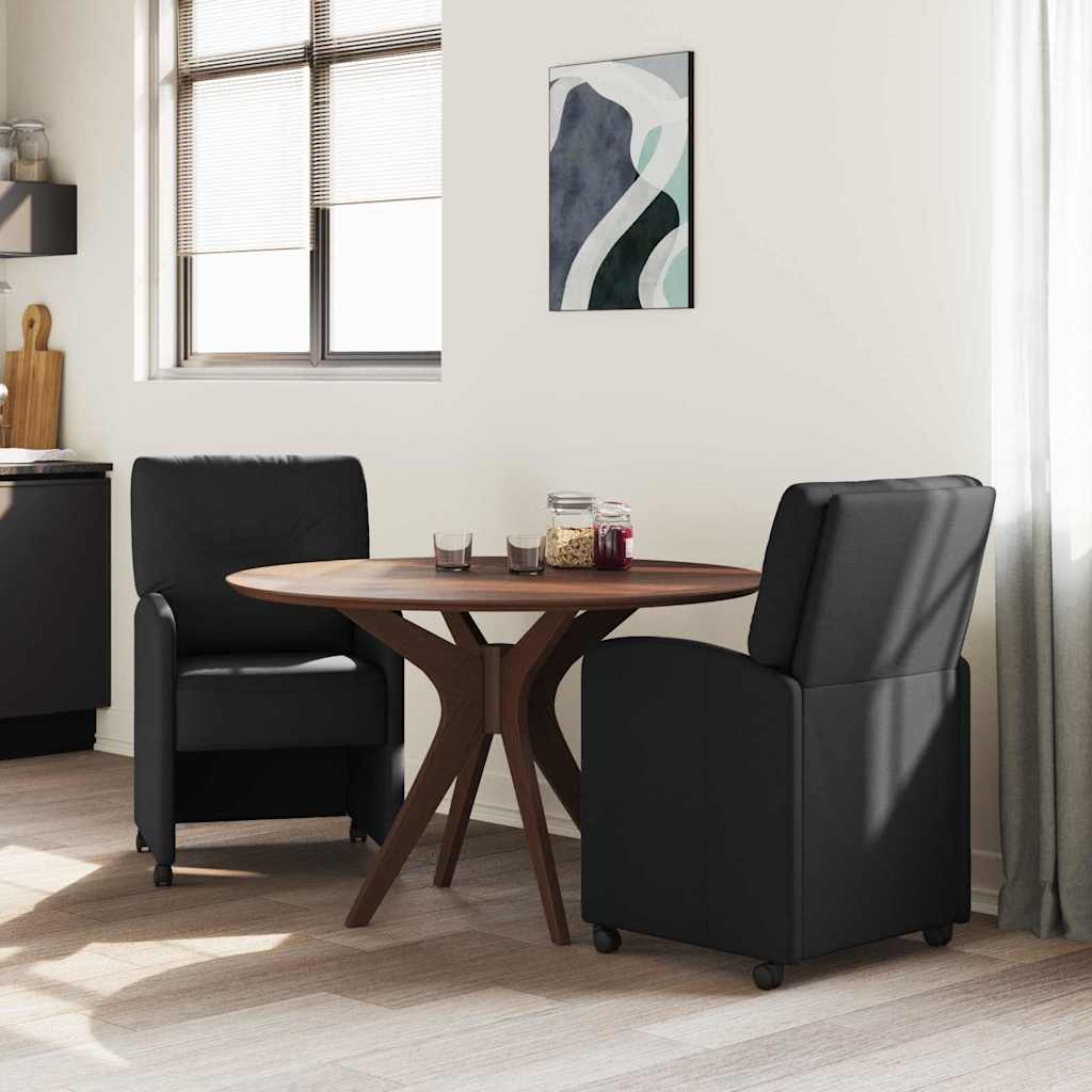 Spisebordsstole med hjul 2 pcs Sort 57 x 67 x 95 cm Stof