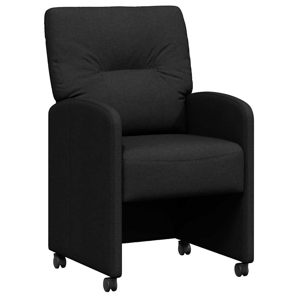 Spisebordsstole med hjul 2 pcs Sort 57 x 67 x 95 cm Stof