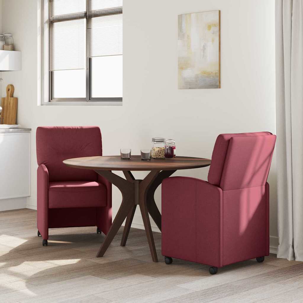 Spisebordsstole med hjul 2 pcs Vinrød 57 x 67 x 95 cm Stof