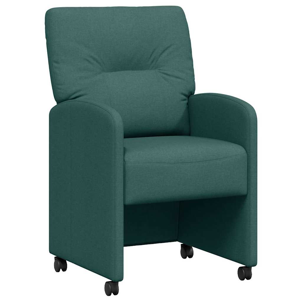 Spisebordsstole med hjul 2 pcs Mørkegrøn 57 x 67 x 95 cm Stof