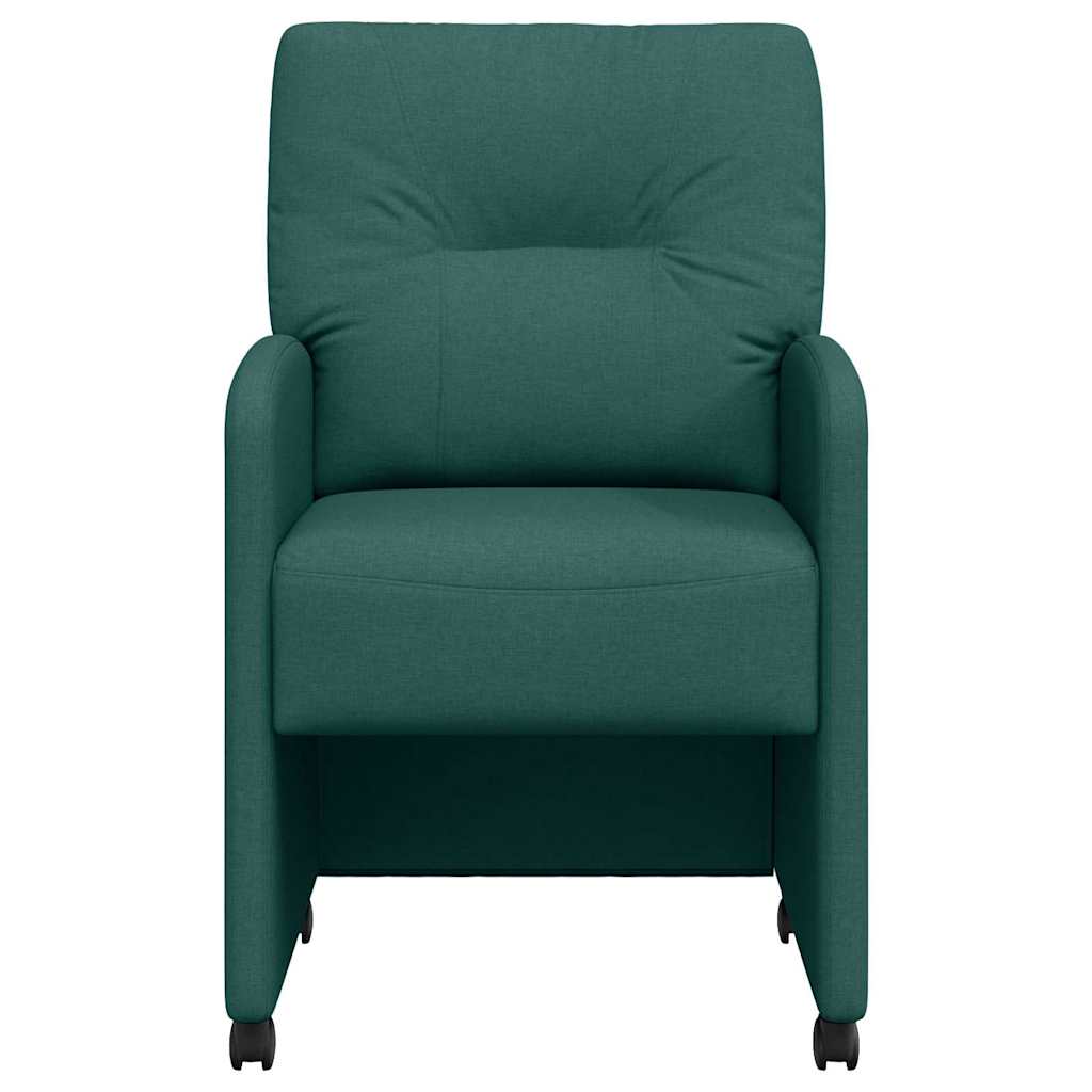 Spisebordsstole med hjul 2 pcs Mørkegrøn 57 x 67 x 95 cm Stof