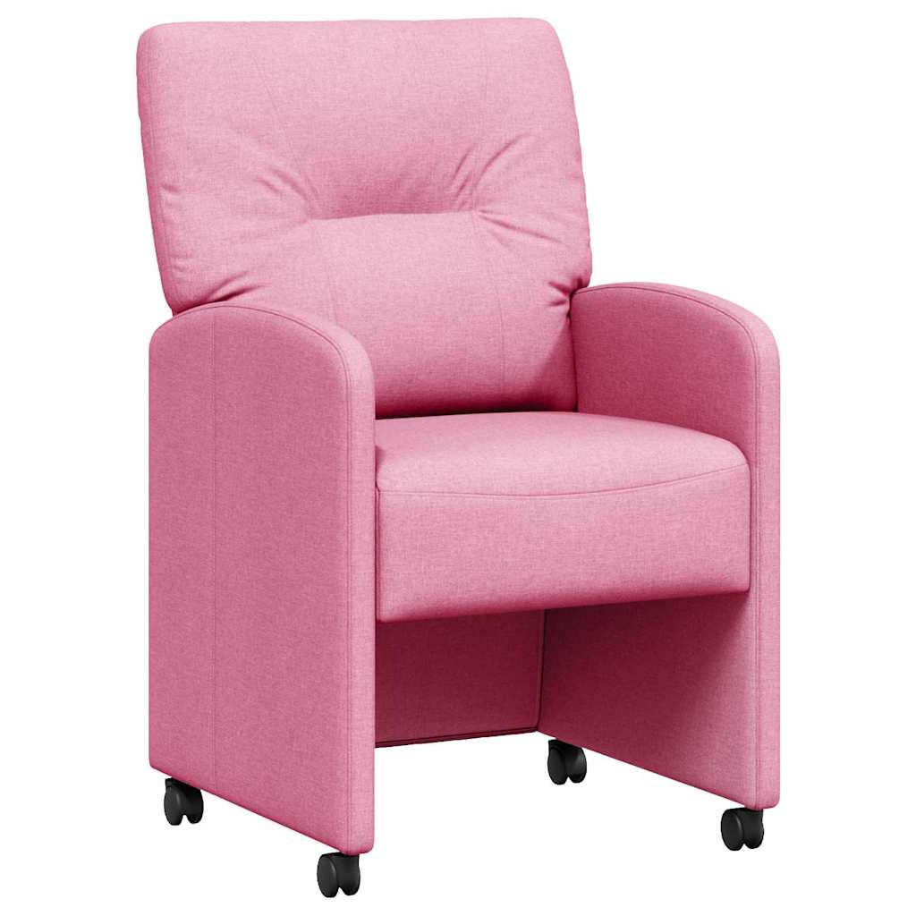Spisebordsstole med hjul 2 pcs Lyserød 57 x 67 x 95 cm Stof