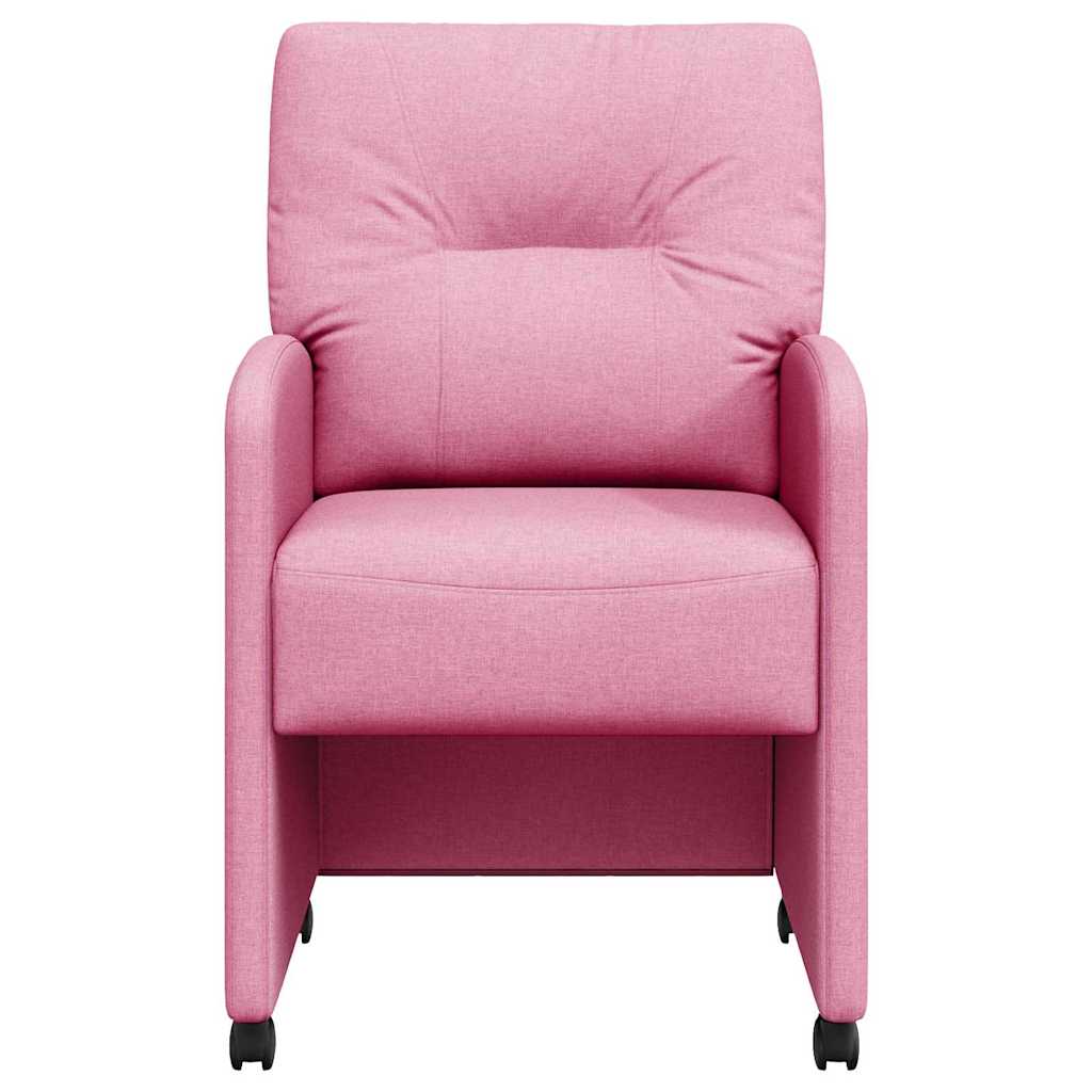 Spisebordsstole med hjul 2 pcs Lyserød 57 x 67 x 95 cm Stof