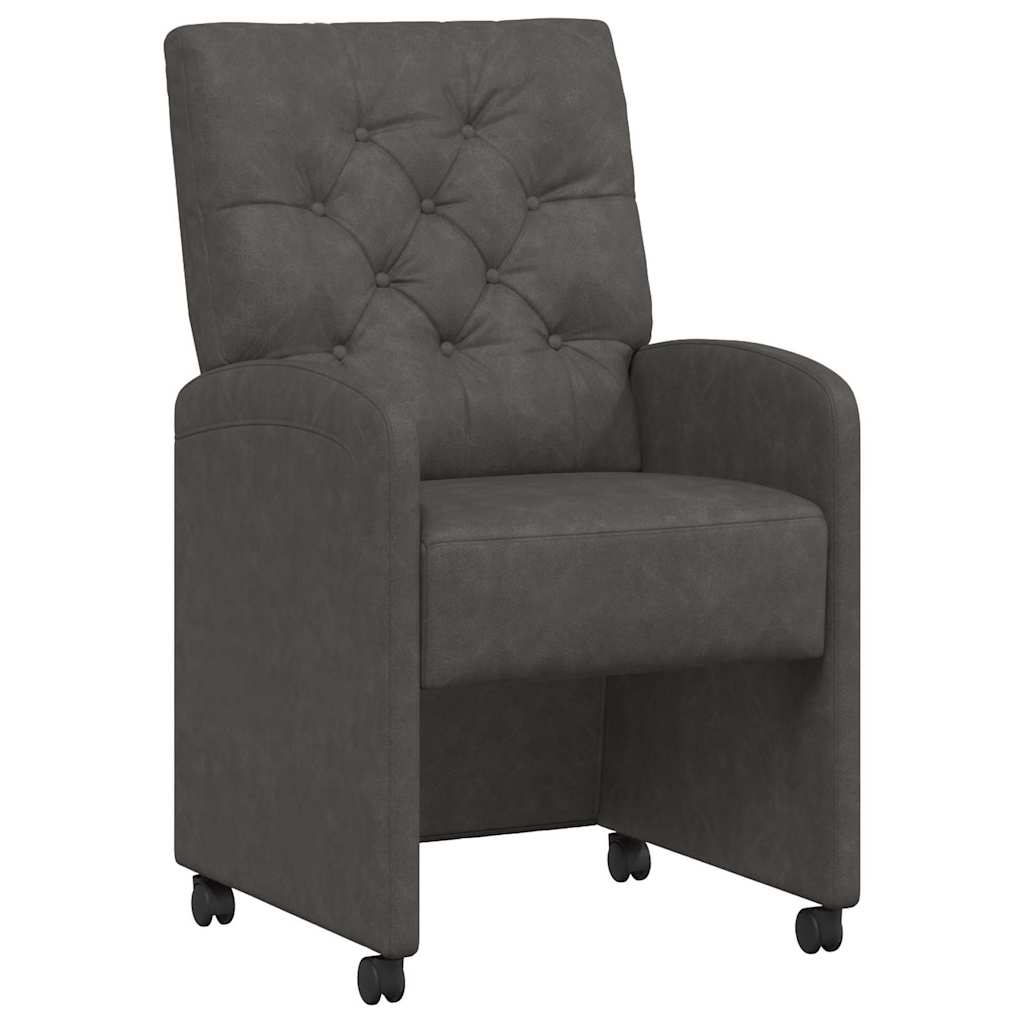 Spisebordsstole med hjul 2 pcs Sort 58 x 67 x 97 cm Kunstlæder