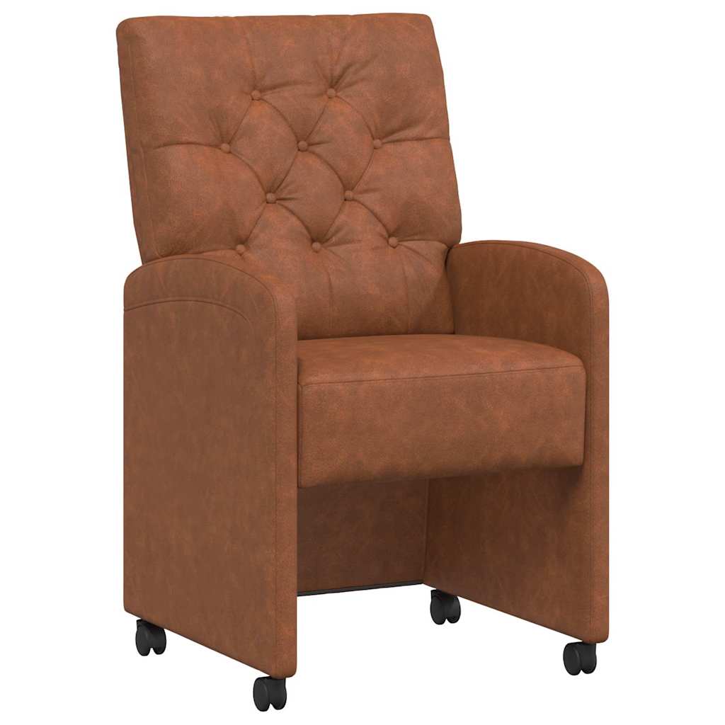 Spisebordsstole med hjul 2 pcs Brun 58 x 67 x 97 cm Kunstlæder