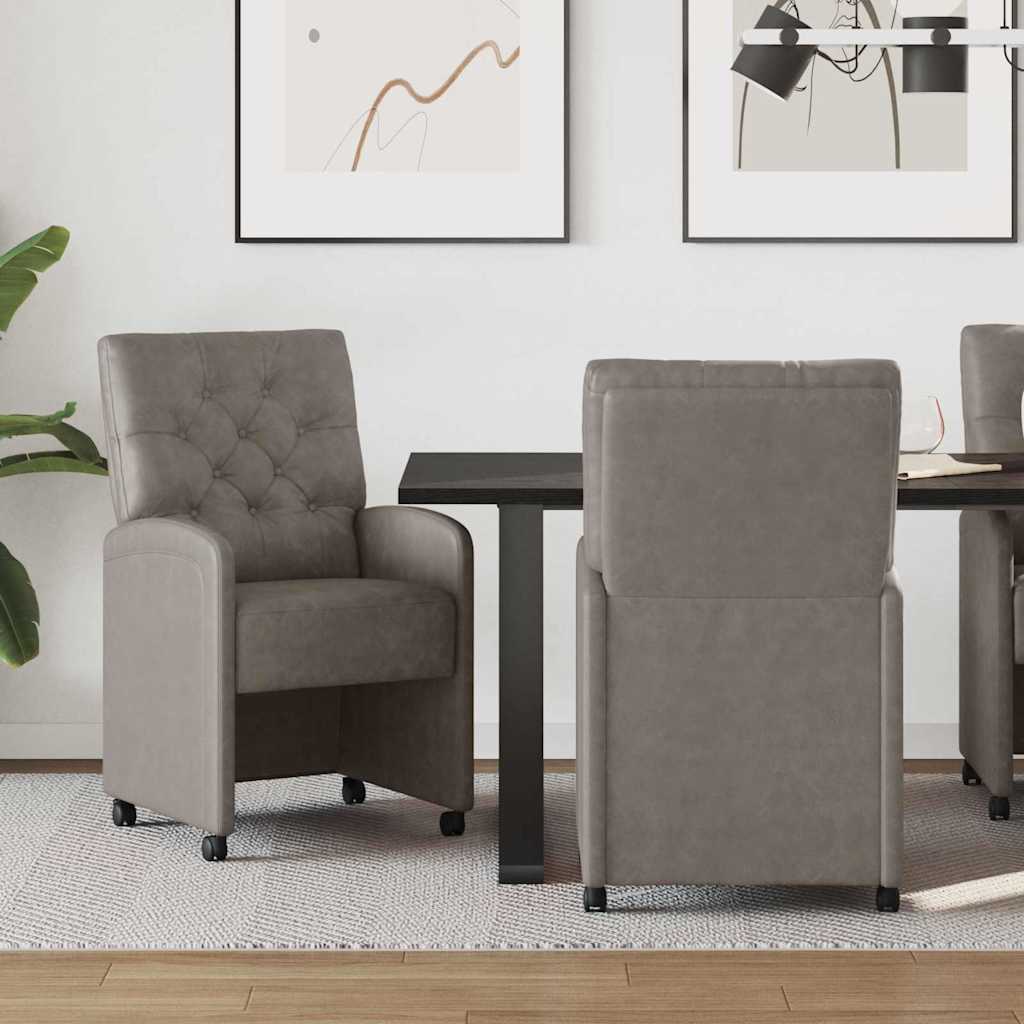 Spisebordsstole med hjul 2 pcs Grå 58 x 67 x 97 cm Kunstlæder