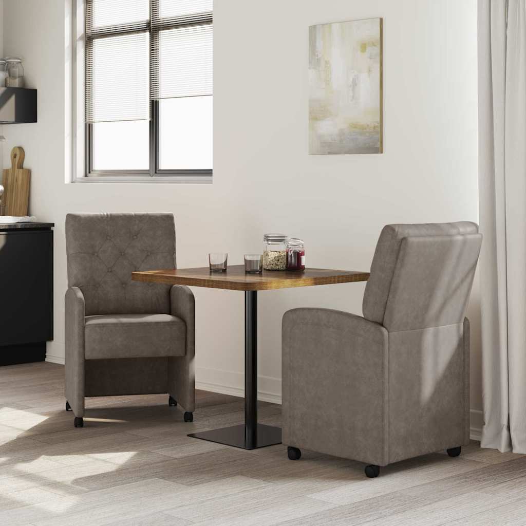 Spisebordsstole med hjul 2 pcs Grå 58 x 67 x 97 cm Kunstlæder