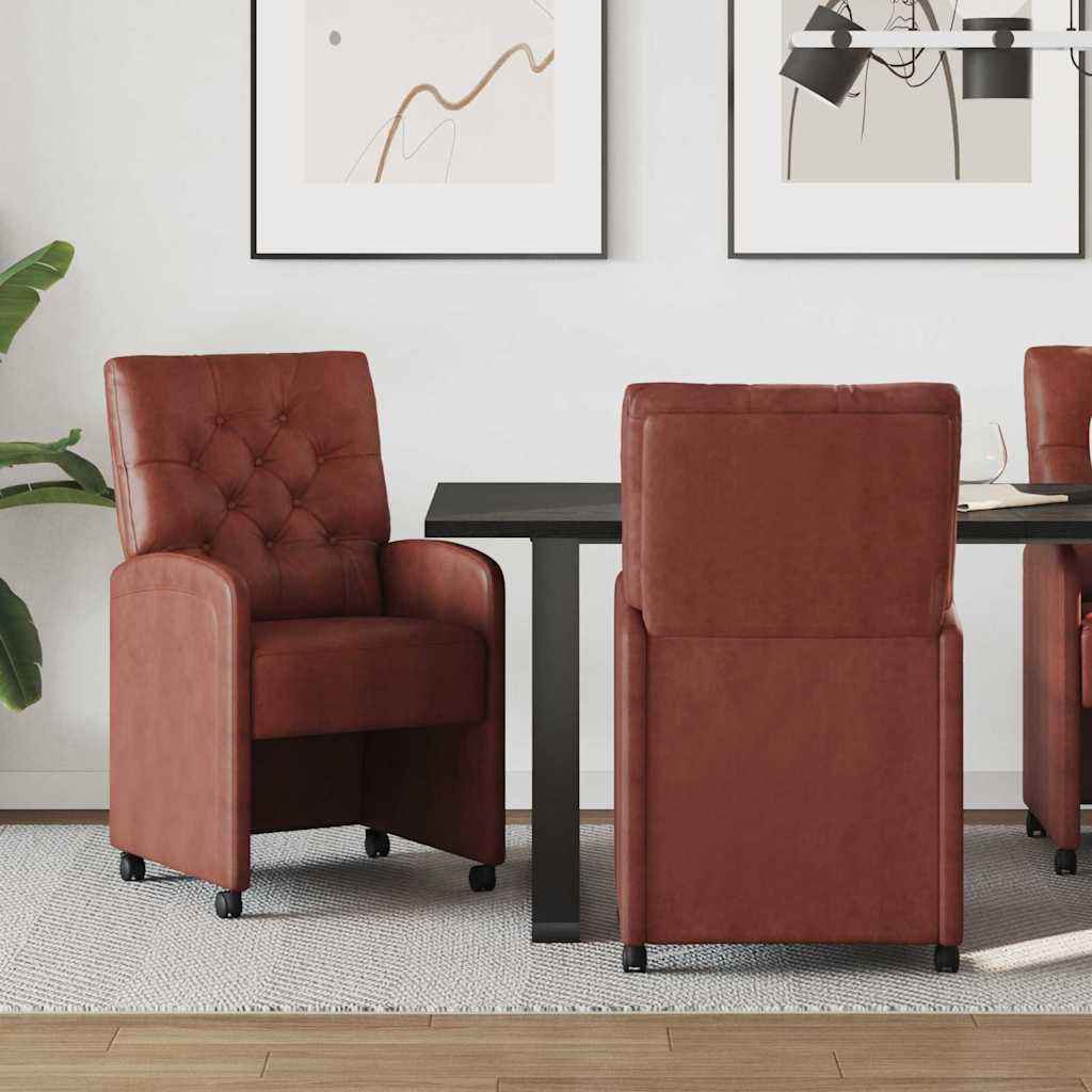 Spisebordsstole med hjul 2 pcs Skinnende brun 58 x 67 x 97 cm