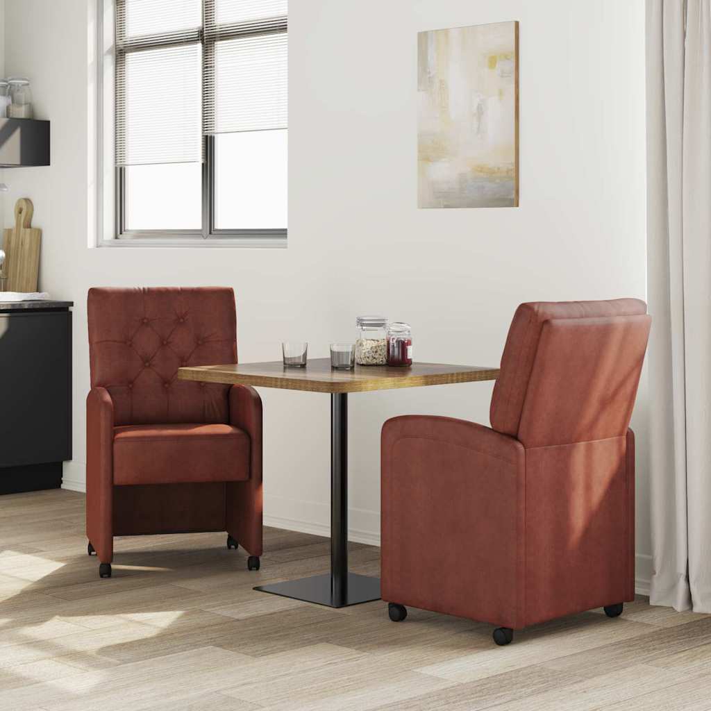 Spisebordsstole med hjul 2 pcs Skinnende brun 58 x 67 x 97 cm