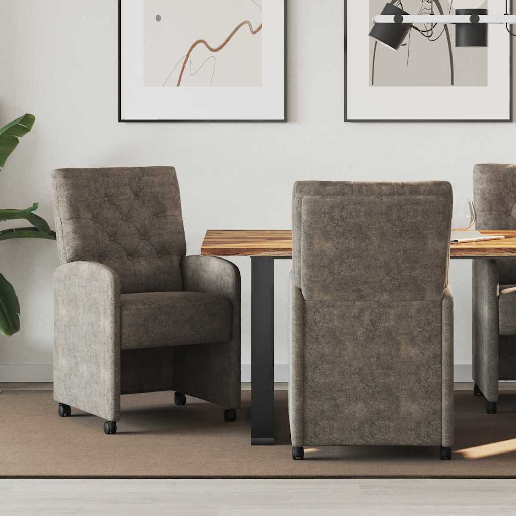 Spisebordsstole med hjul 2 pcs Mørkegrå 58 x 67 x 97 cm