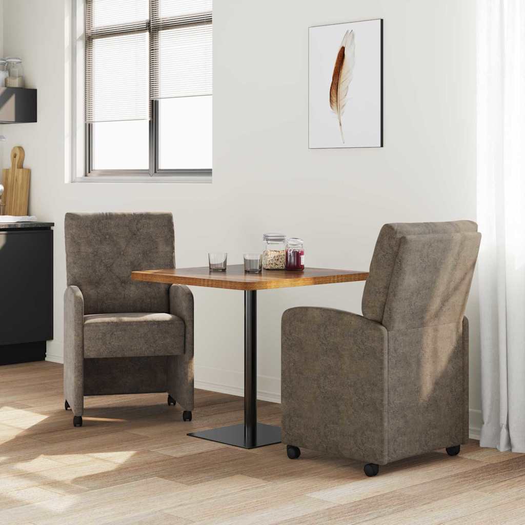 Spisebordsstole med hjul 2 pcs Mørkegrå 58 x 67 x 97 cm