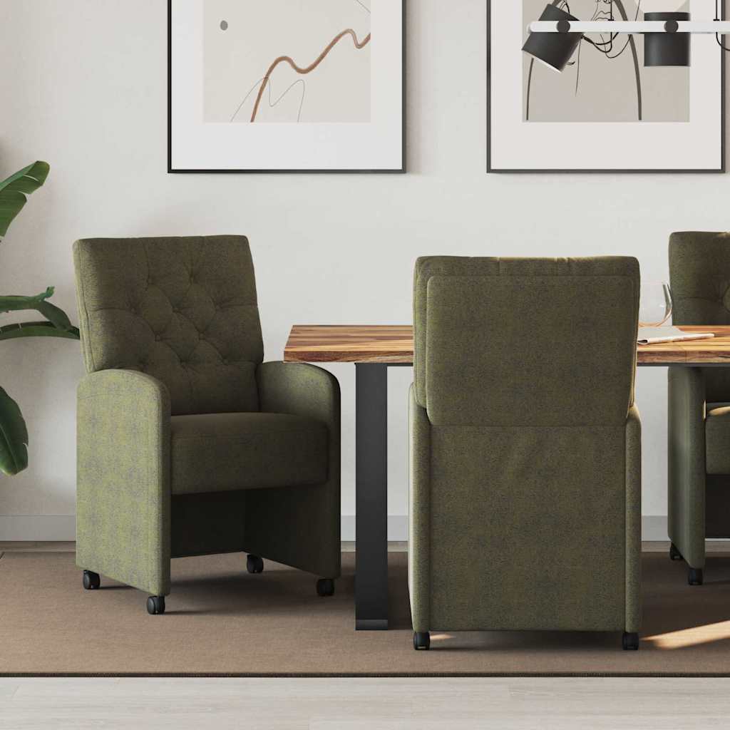 Spisebordsstole med hjul 2 pcs Army grøn 58 x 67 x 97 cm