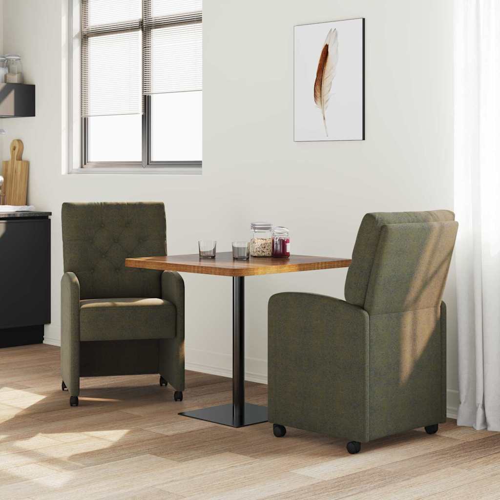 Spisebordsstole med hjul 2 pcs Army grøn 58 x 67 x 97 cm