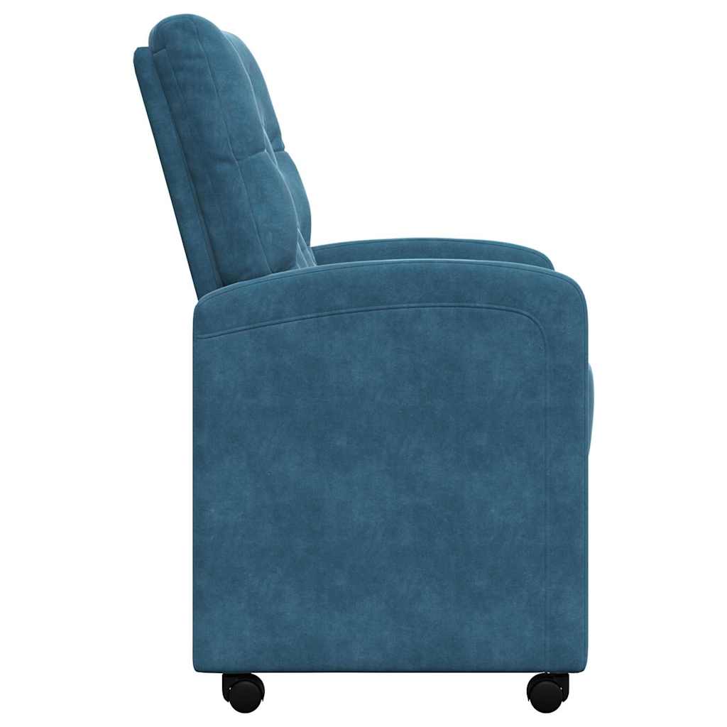 Spisebordsstole med hjul 2 pcs Blå 58 x 67 x 97 cm Fløjl