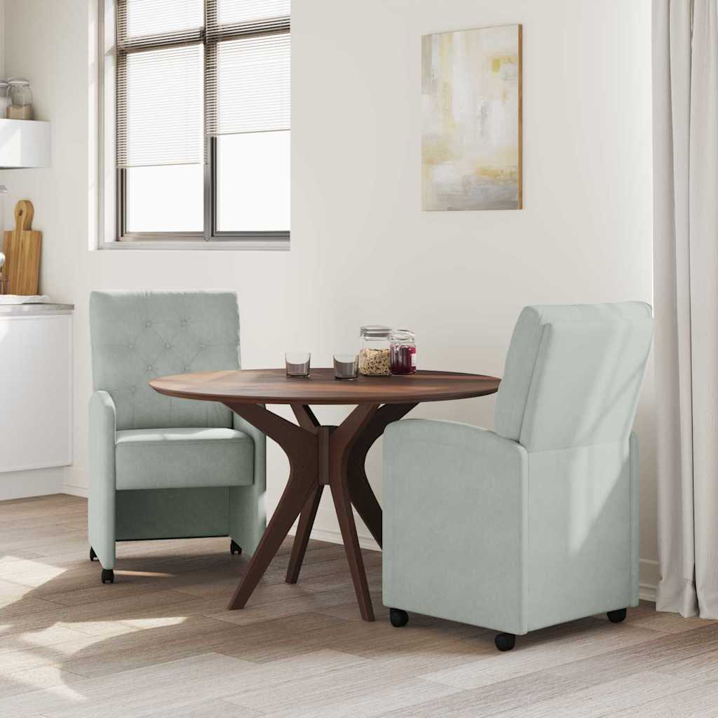 Spisebordsstole med hjul 2 pcs Lysegrå 58 x 67 x 97 cm Fløjl