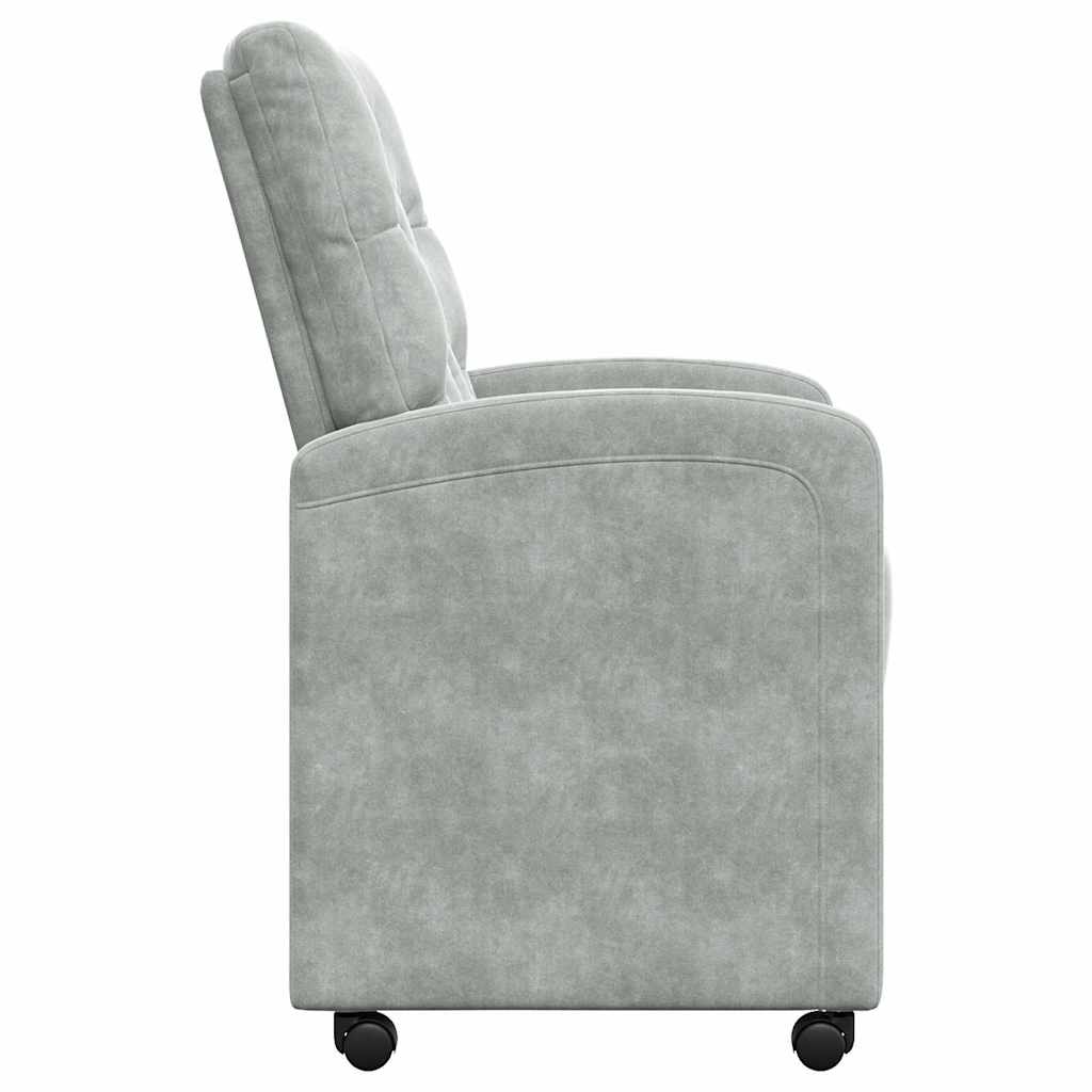 Spisebordsstole med hjul 2 pcs Lysegrå 58 x 67 x 97 cm Fløjl