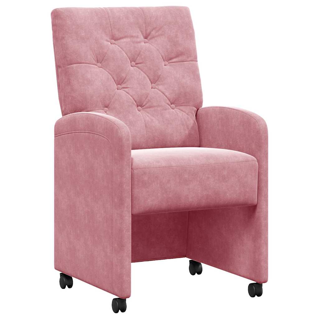 Spisebordsstole med hjul 2 pcs Lyserød 58 x 67 x 97 cm Fløjl