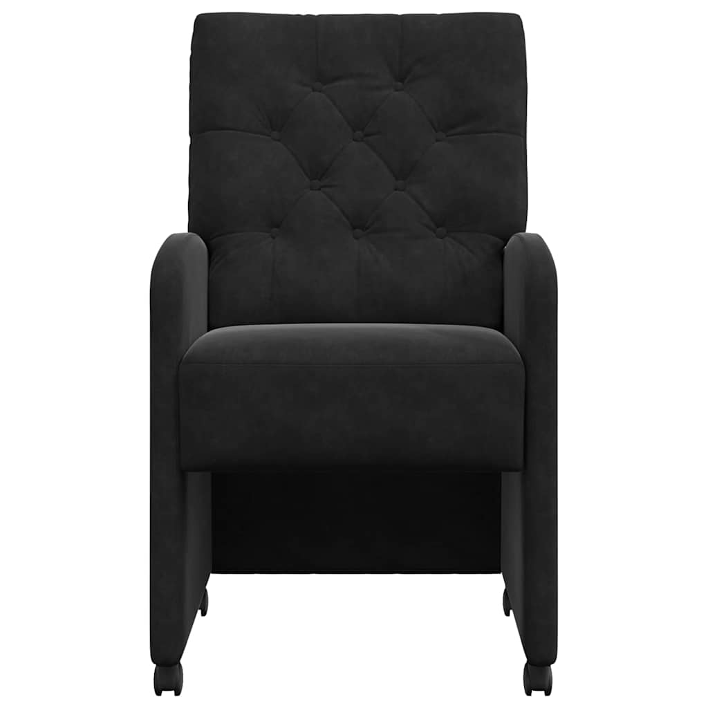 Spisebordsstole med hjul 2 pcs Sort 58 x 67 x 97 cm Fløjl