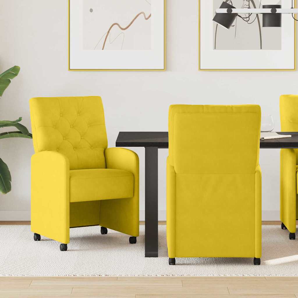 Spisebordsstole med hjul 2 pcs Gul 58 x 67 x 97 cm Fløjl