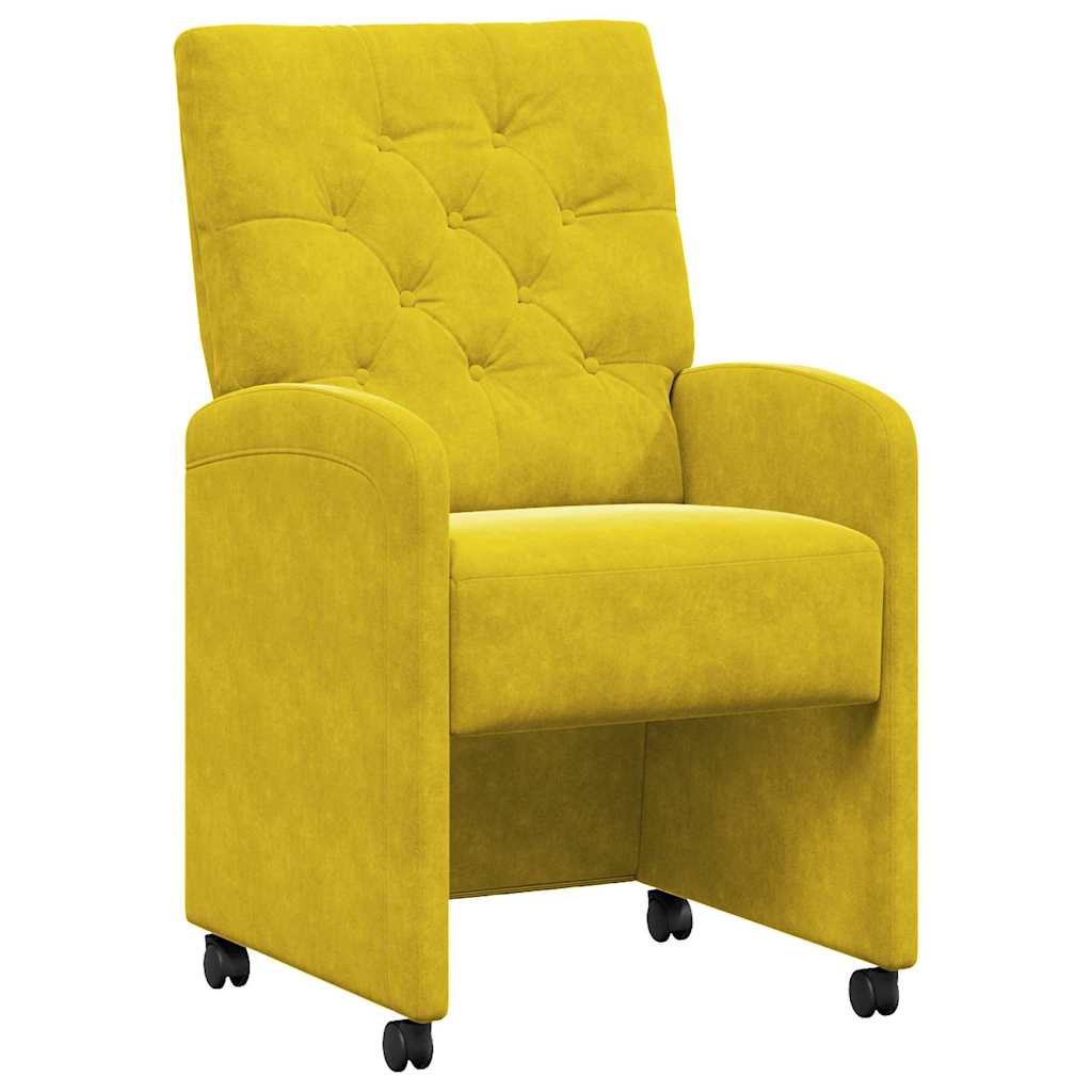 Spisebordsstole med hjul 2 pcs Gul 58 x 67 x 97 cm Fløjl
