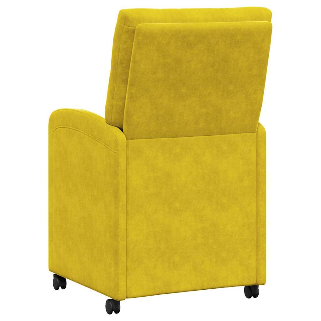 Spisebordsstole med hjul 2 pcs Gul 58 x 67 x 97 cm Fløjl