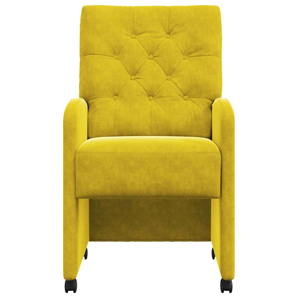 Spisebordsstole med hjul 2 pcs Gul 58 x 67 x 97 cm Fløjl