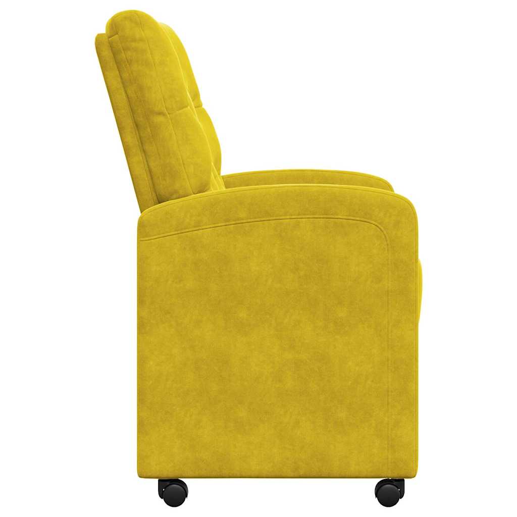 Spisebordsstole med hjul 2 pcs Gul 58 x 67 x 97 cm Fløjl