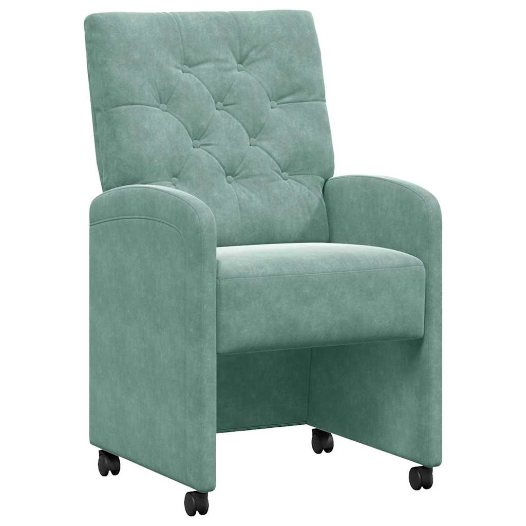 Spisebordsstole med hjul 2 pcs havgrøn 58 x 67 x 97 cm Fløjl