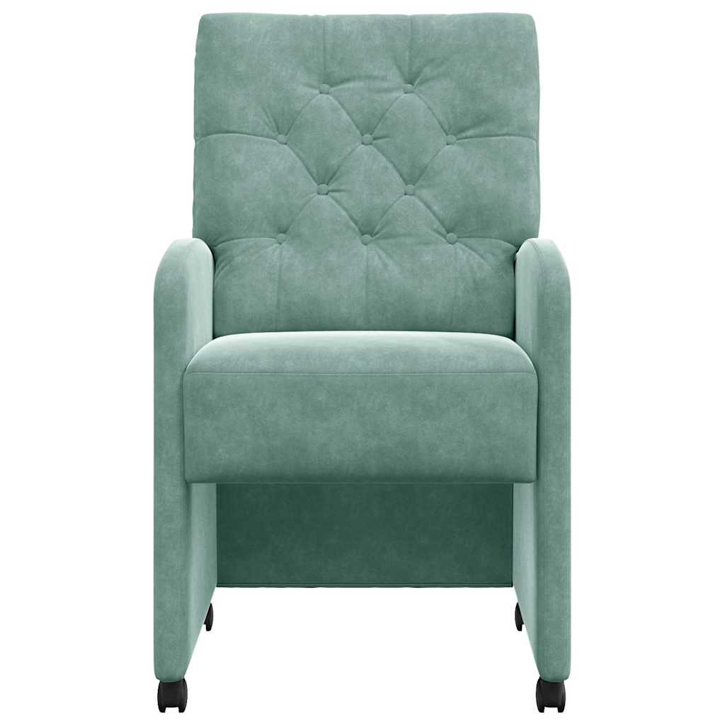 Spisebordsstole med hjul 2 pcs havgrøn 58 x 67 x 97 cm Fløjl
