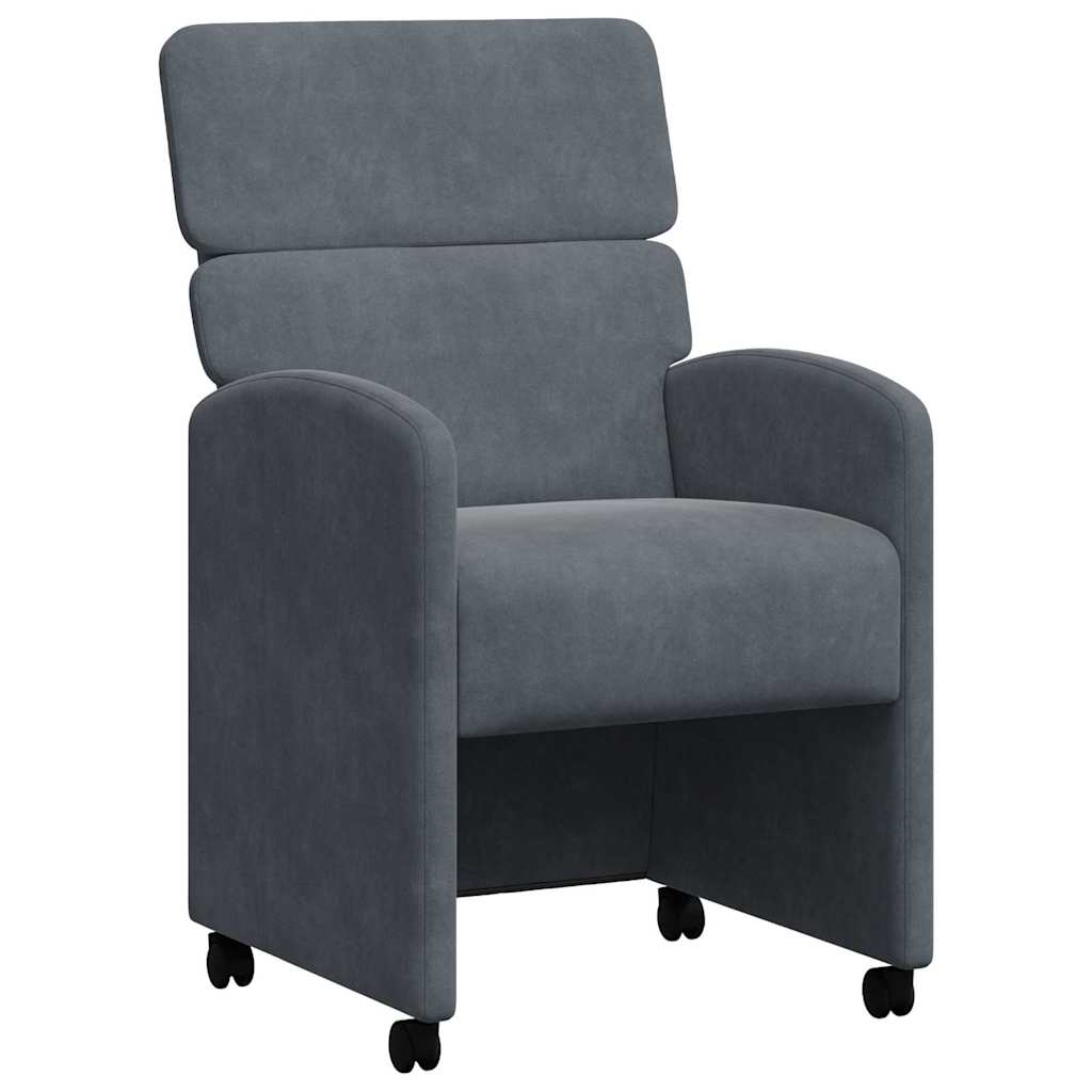 Spisebordsstole med hjul 2 pcs Mørkegrå 58 x 65 x 98 cm Fløjl