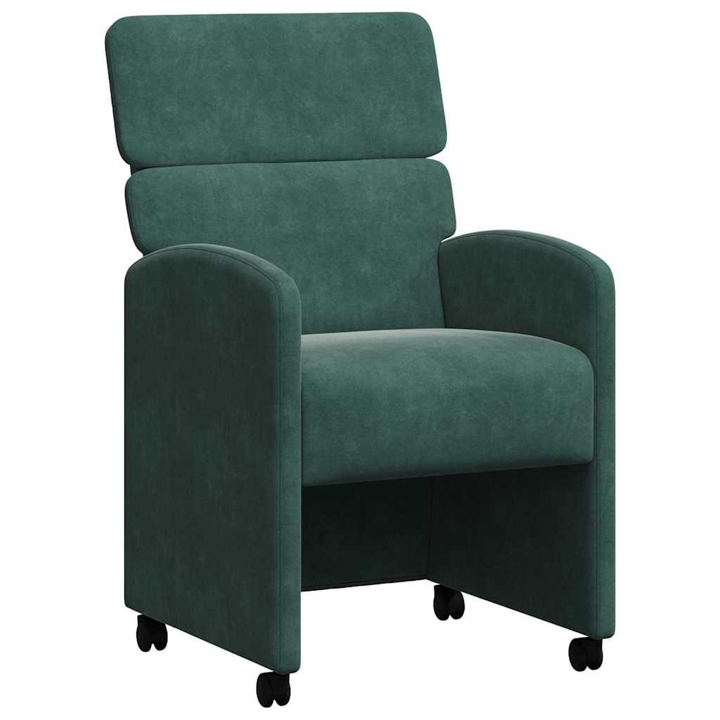 Spisebordsstole med hjul 2 pcs Mørkegrøn 58 x 65 x 98 cm Fløjl