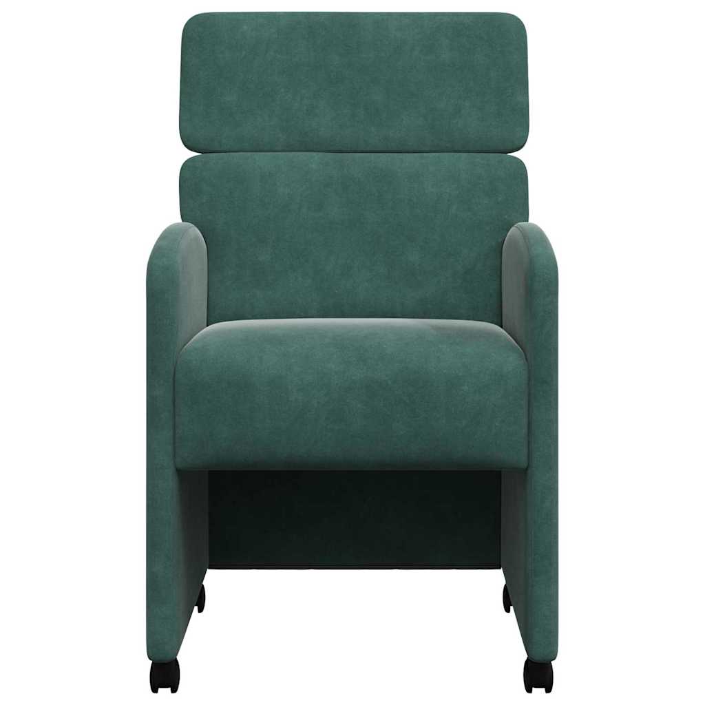 Spisebordsstole med hjul 2 pcs Mørkegrøn 58 x 65 x 98 cm Fløjl