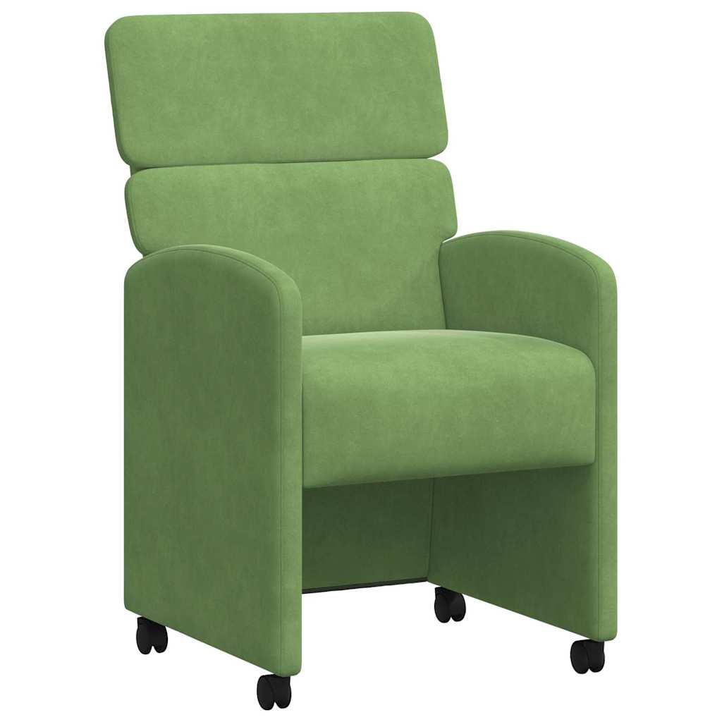 Spisebordsstole med hjul 2 pcs Lysegrøn 58 x 65 x 98 cm Fløjl