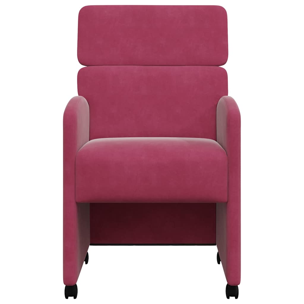 Spisebordsstole med hjul 2 pcs Vinrød 58 x 65 x 98 cm Fløjl