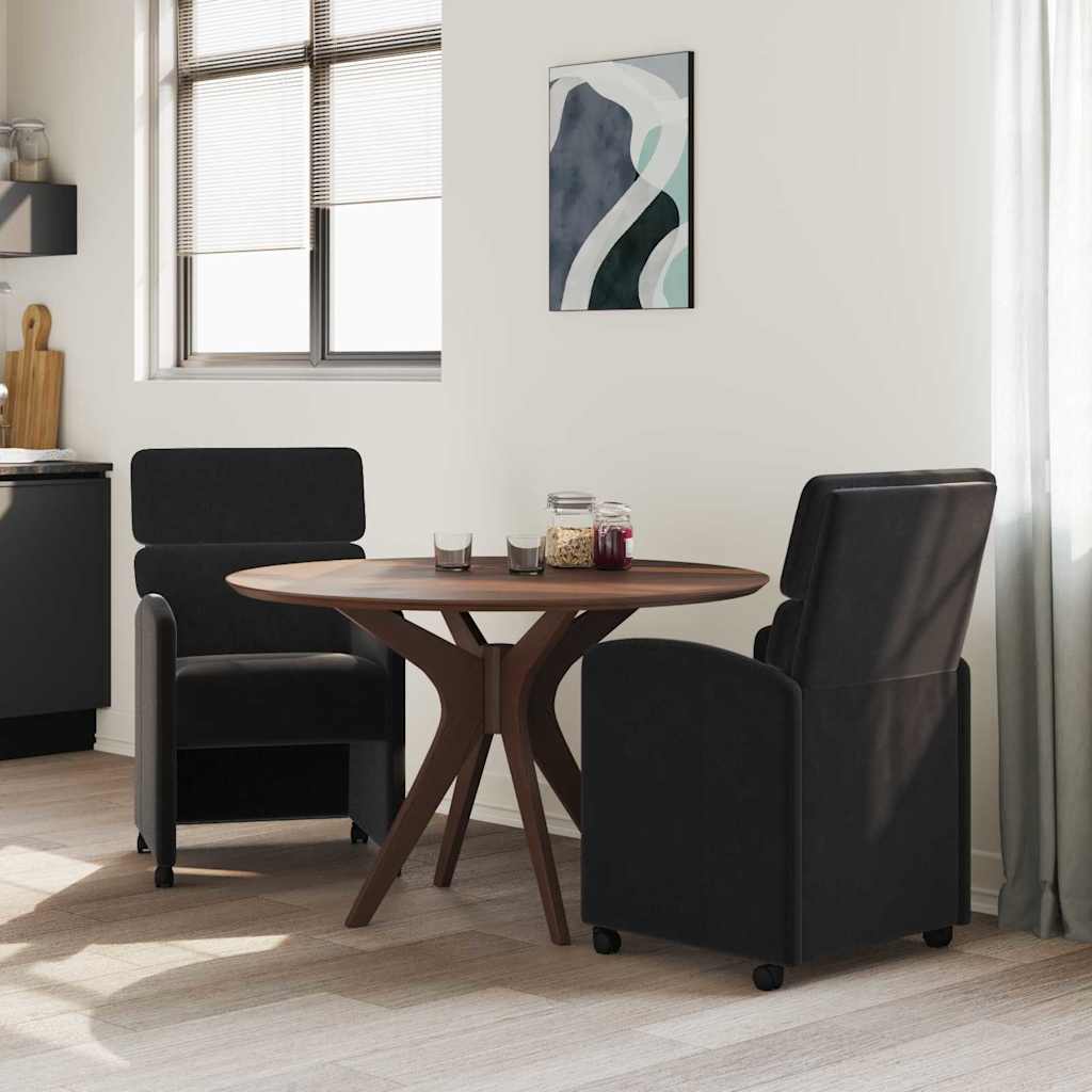 Spisebordsstole med hjul 2 pcs Sort 58 x 65 x 98 cm Fløjl